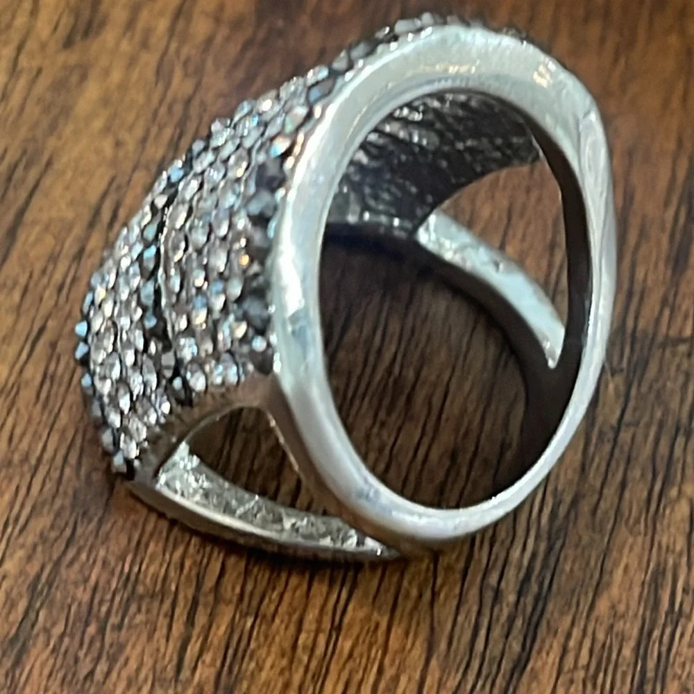 Ring size 8 bracelet rhinestone paved silver tone bling bling fashion jewelry - Picture 8 of 17